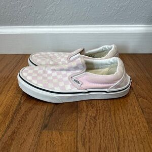 Vans Off The Wall Sneakers Slip On Checkerboard Girls Size 3 Pink White